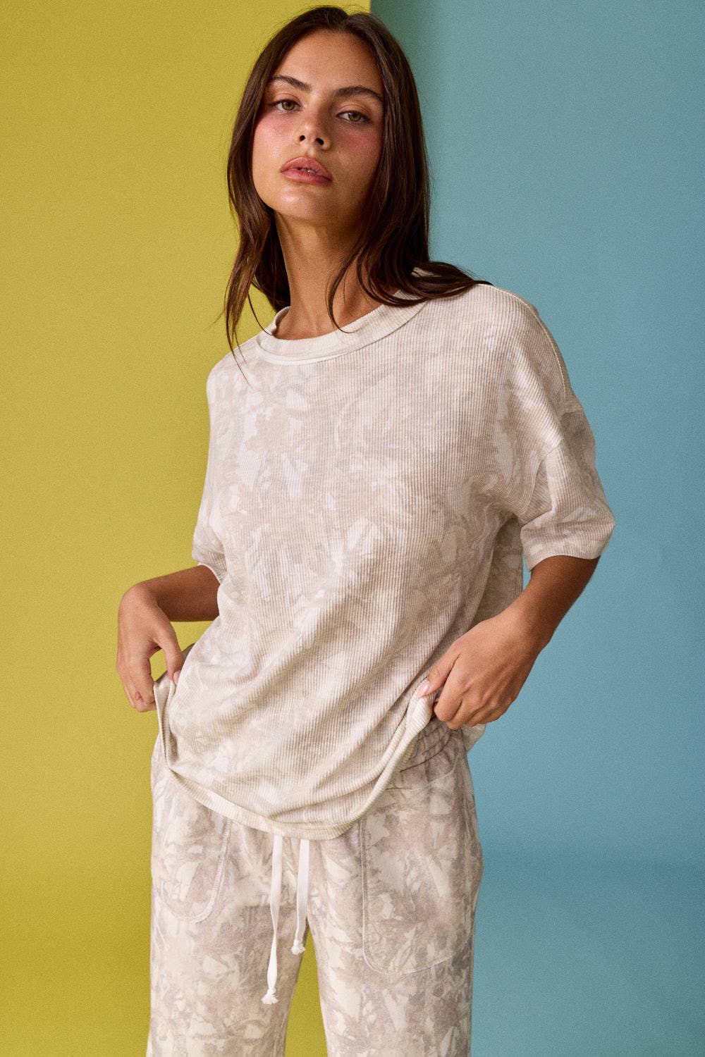 CAMO RIBBED LOOSE FIT SHIRT