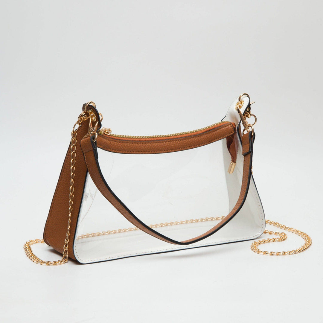 - Marilyn Clear Satchel Bag With Chain Strap - - Cultured Cloths Apparel