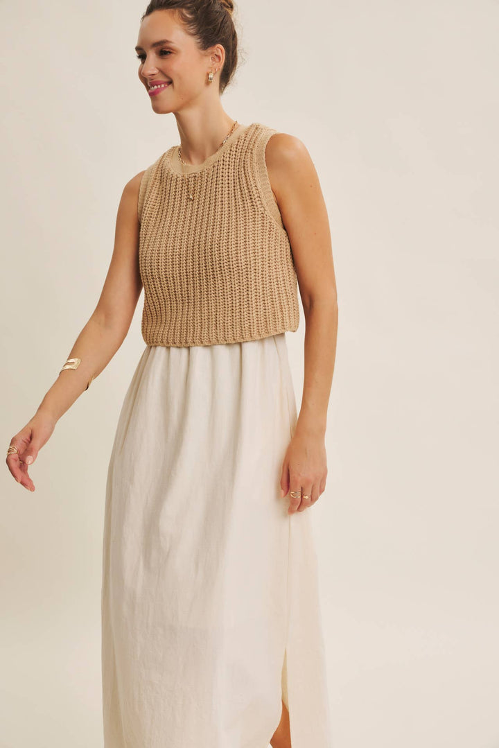 Women's Dresses - TRUE CUSTOMER FAVORITE CHUNKY SWEATER TWOFER MIDI DRESS - - Cultured Cloths Apparel