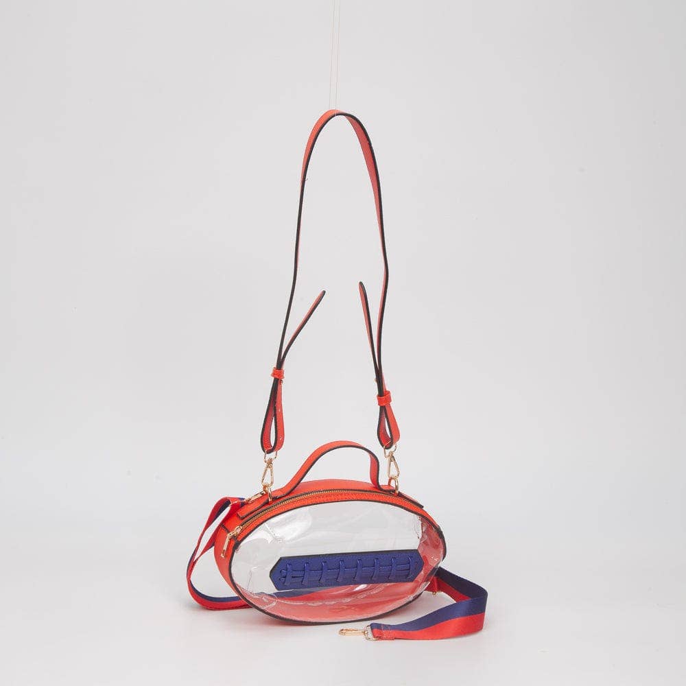 Clear Gameday Football Stitch Detail Crossbody Bag