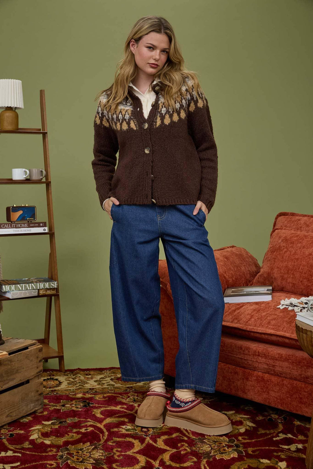 Women's Sweaters - FAIR ISLE PATTERN LONG SLEEVE KNIT CARDIGAN - - Cultured Cloths Apparel