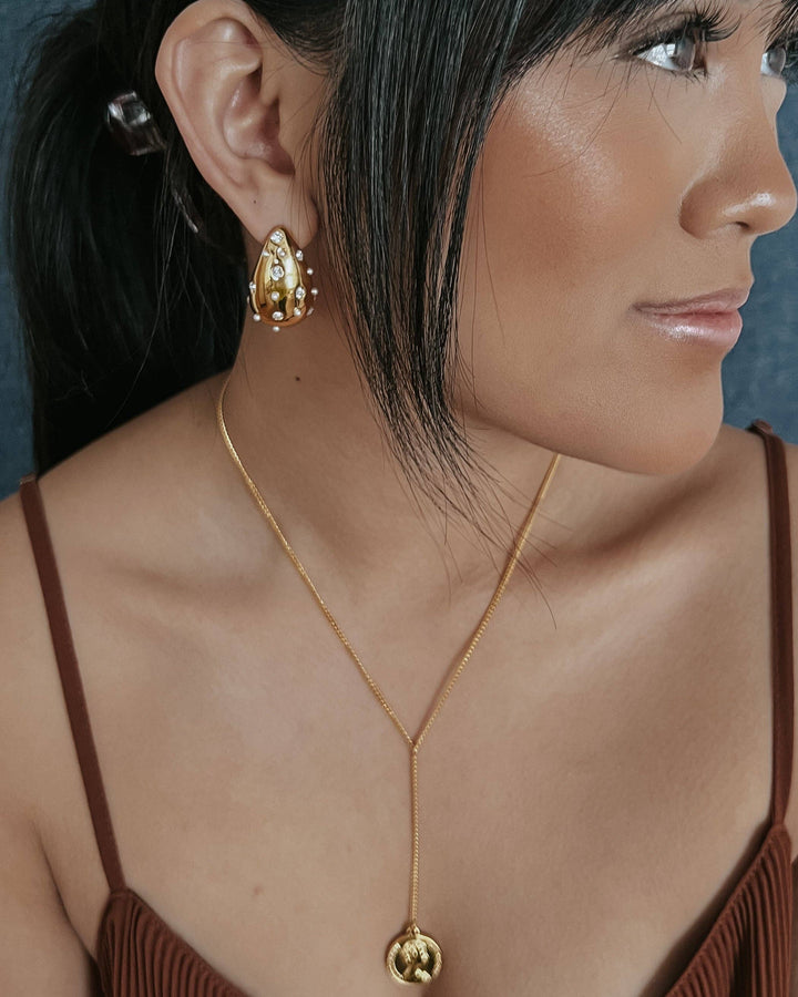 Accessories, Jewelry - Wallie Water Drop Pearl Crystal Earrings - - Cultured Cloths Apparel