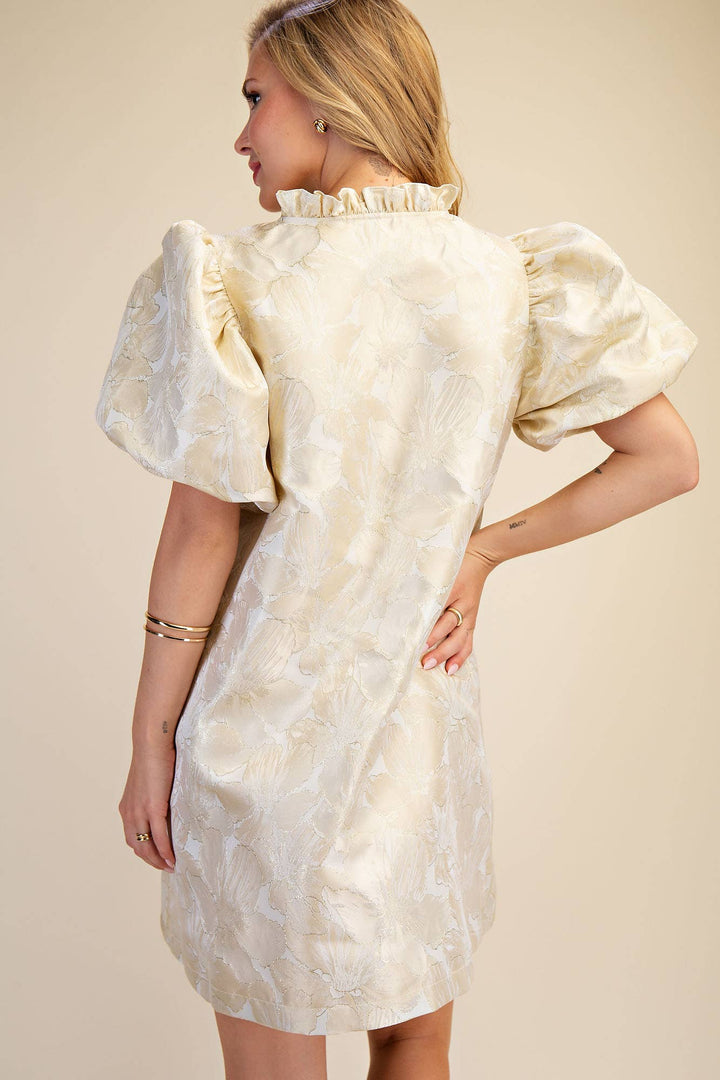 Dresses - Ruffle V-Neck Puff Sleeve Mini Dress - Spring / Summer - - Cultured Cloths Apparel
