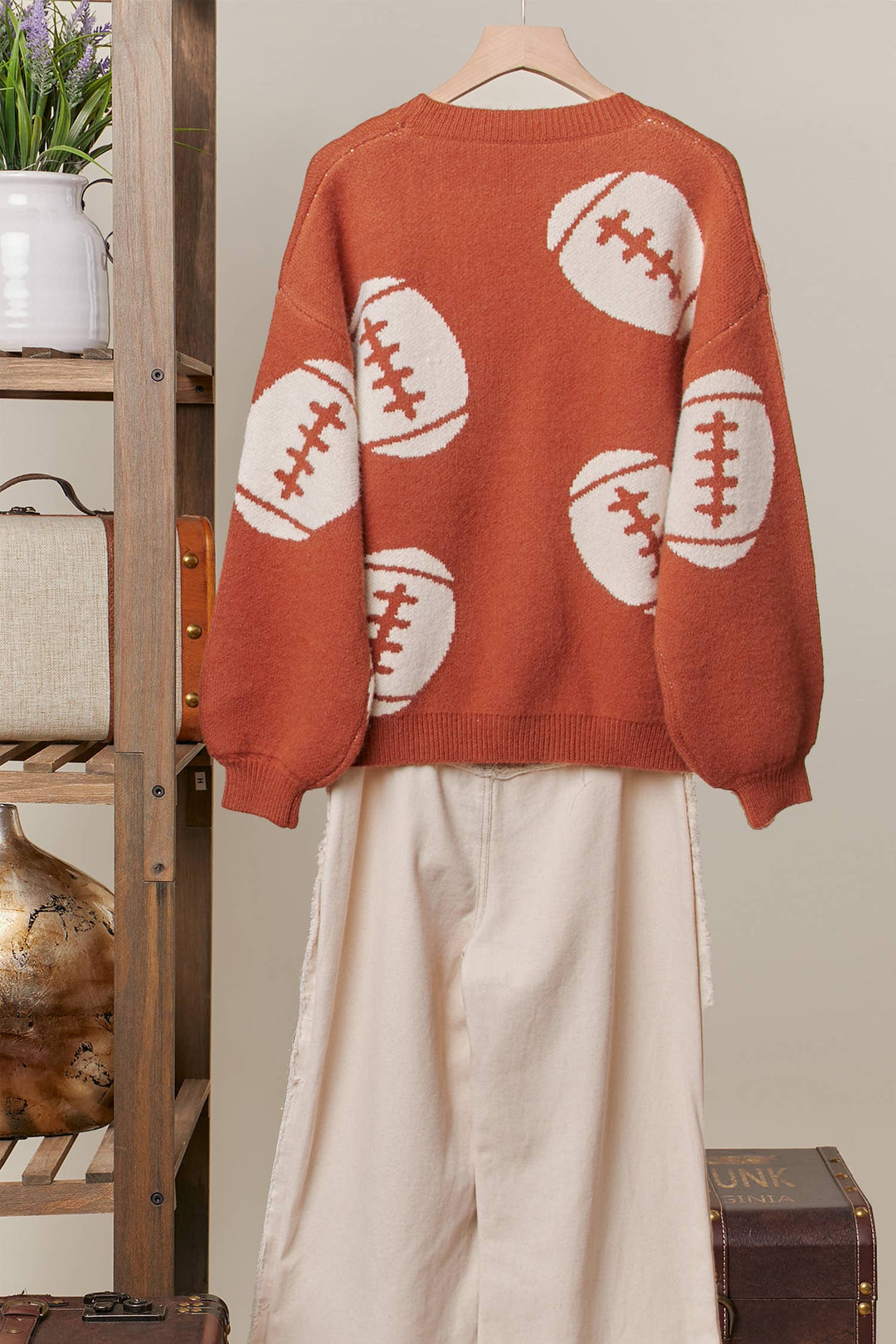 Cardigans - Football Button V Neck Knit Cardigans - - Cultured Cloths Apparel