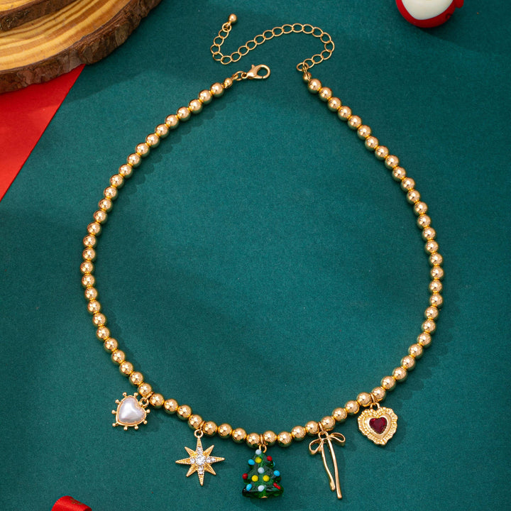 Accessories, Necklaces - Beaded Christmas Tree Holiday Charm Necklace | 80N93330 - - Cultured Cloths Apparel