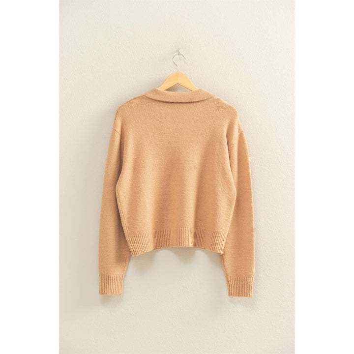Women's Sweaters - Collared V Neck Sweater - - Cultured Cloths Apparel