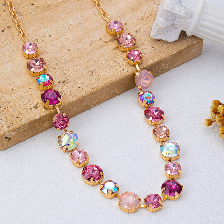 Accessories, Necklaces - Multi-Tone Pink and Purple Crystal Tennis Necklace| 80N93416 - - Cultured Cloths Apparel