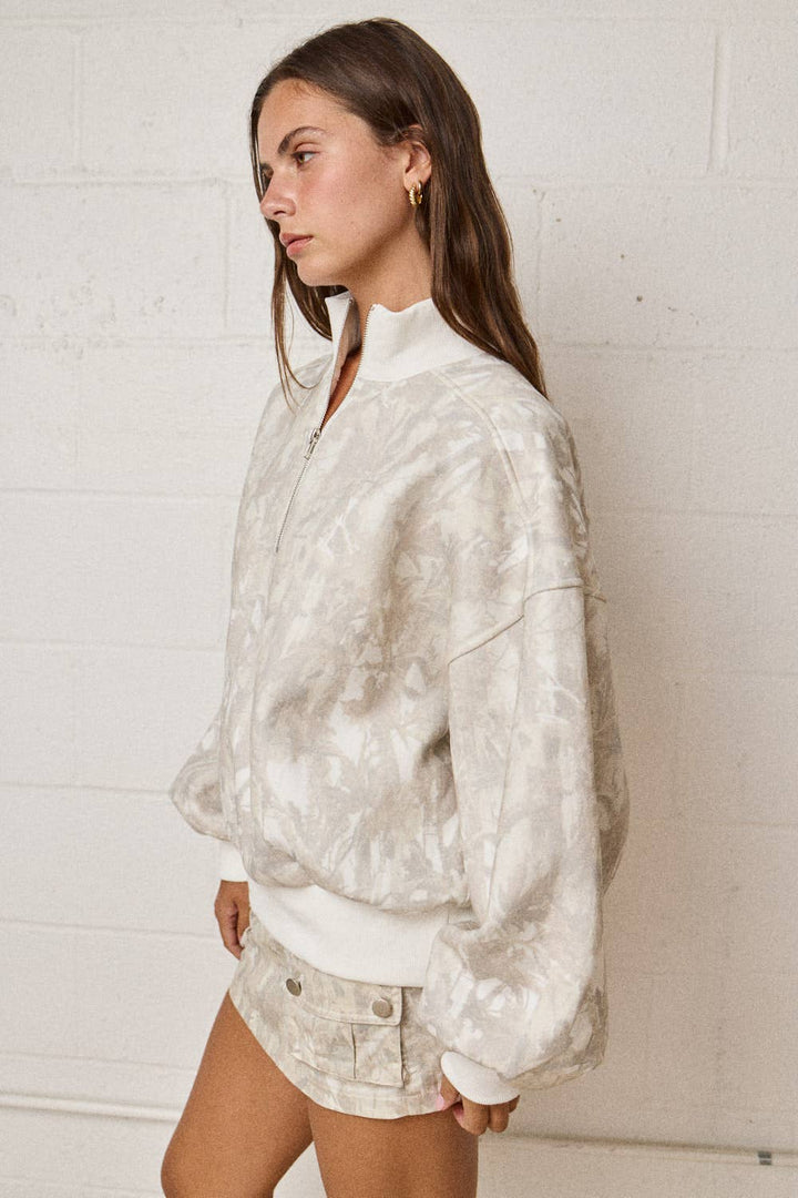 Women's Sweaters - CAMO ZIP UP COLLARED SWEATER - CAMO - Cultured Cloths Apparel