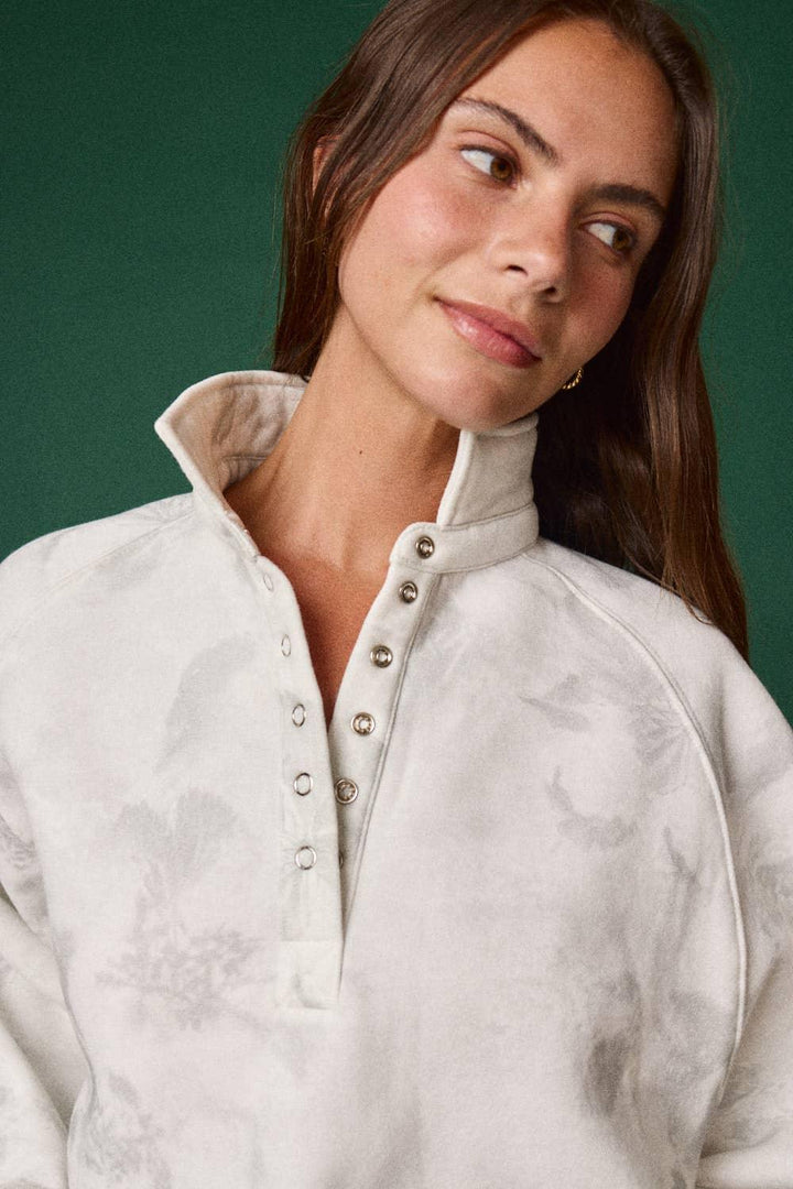 FLORAL PIPER SNAP BUTTON COLLARED SWEATER