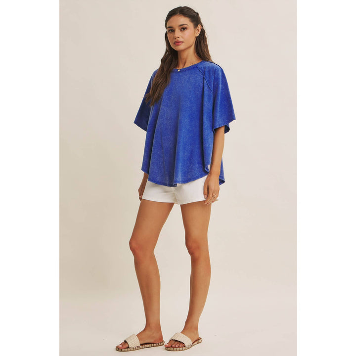 Women's Short Sleeve - EASY DRAPE MINERAL-WASHED PONCHO-LIKE COTTON JERSEY TOP - - Cultured Cloths Apparel
