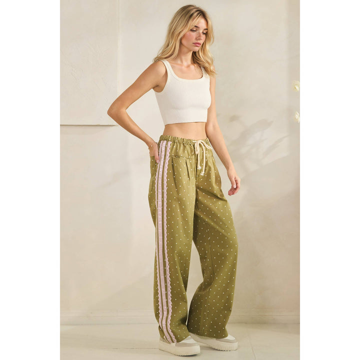 Pants - Polka Dot Pants with Satin Contrast Accents - - Cultured Cloths Apparel