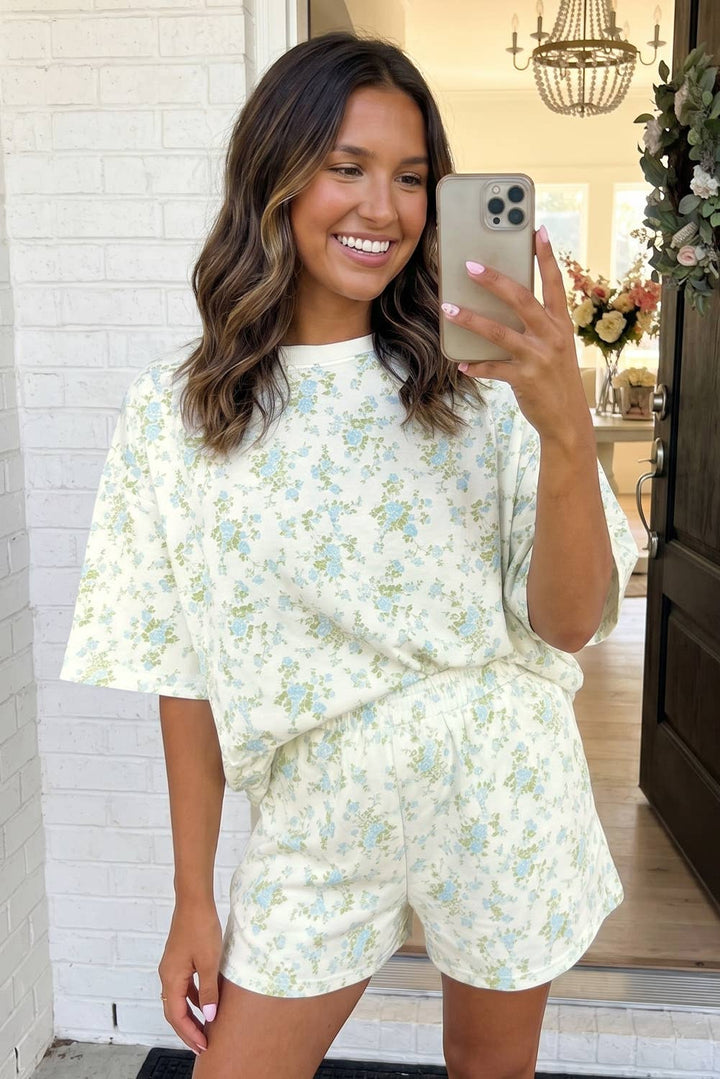 Floral Oversized Tee and Shorts Set (S-XL)
