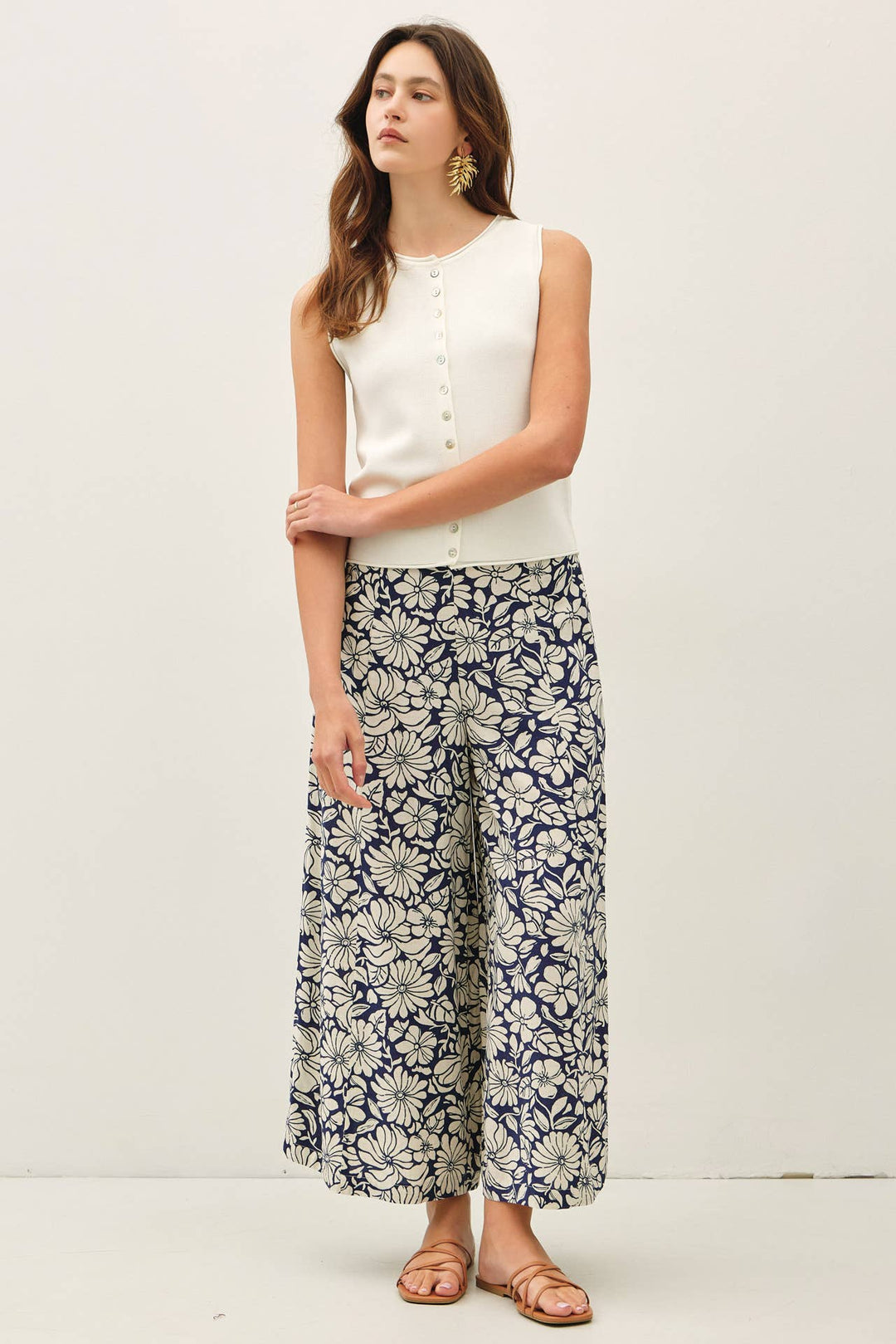 Pants - BLOOM WIDE LEG CROPPED PANTS - - Cultured Cloths Apparel