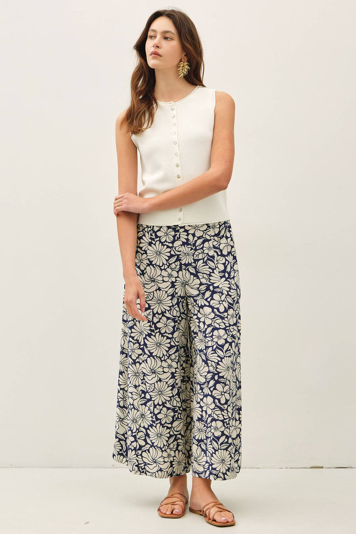 Pants - BLOOM WIDE LEG CROPPED PANTS - - Cultured Cloths Apparel