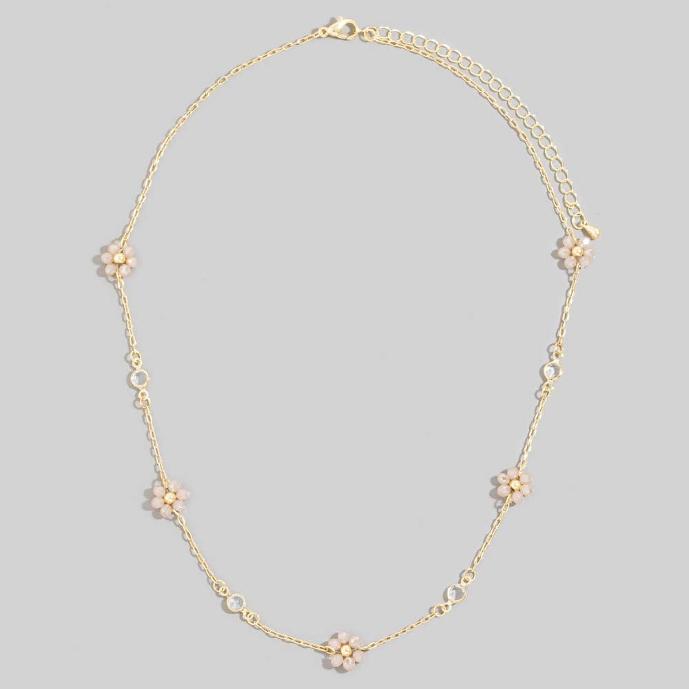 Accessories, Necklaces - Beaded Flower Station Charms Beaded Necklace - GDPK - Cultured Cloths Apparel