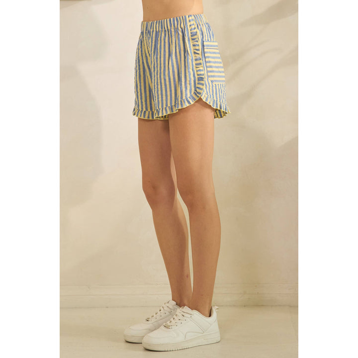 Shorts - Boho Stripe Ruffle Lounge Shorts - - Cultured Cloths Apparel