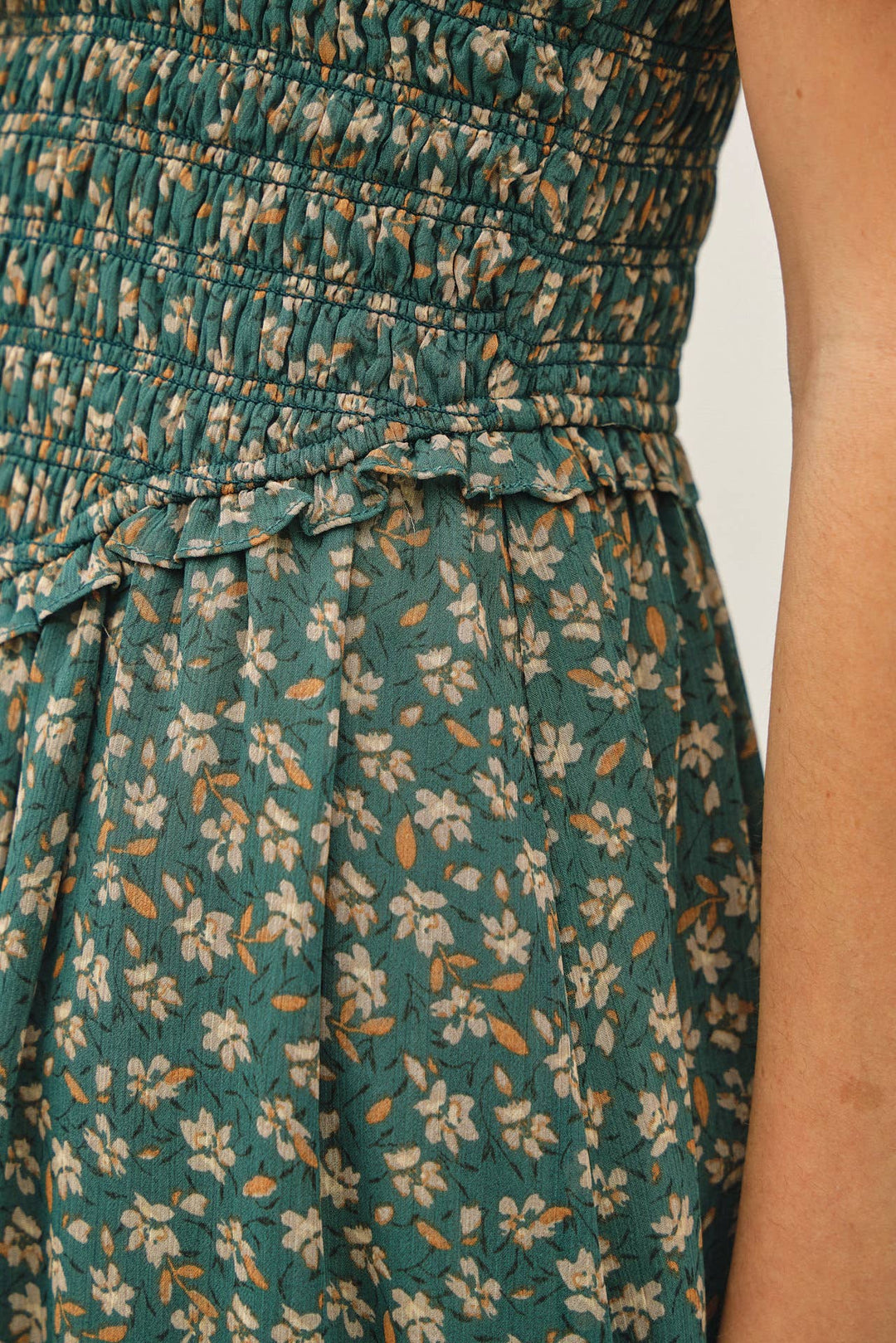 Dresses - FLORAL PRINTED SMOCKE BODICE MIDI DRESS - - Cultured Cloths Apparel