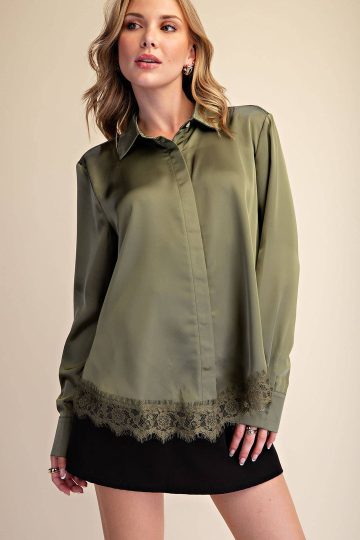 Lace Satin Effect Shirt