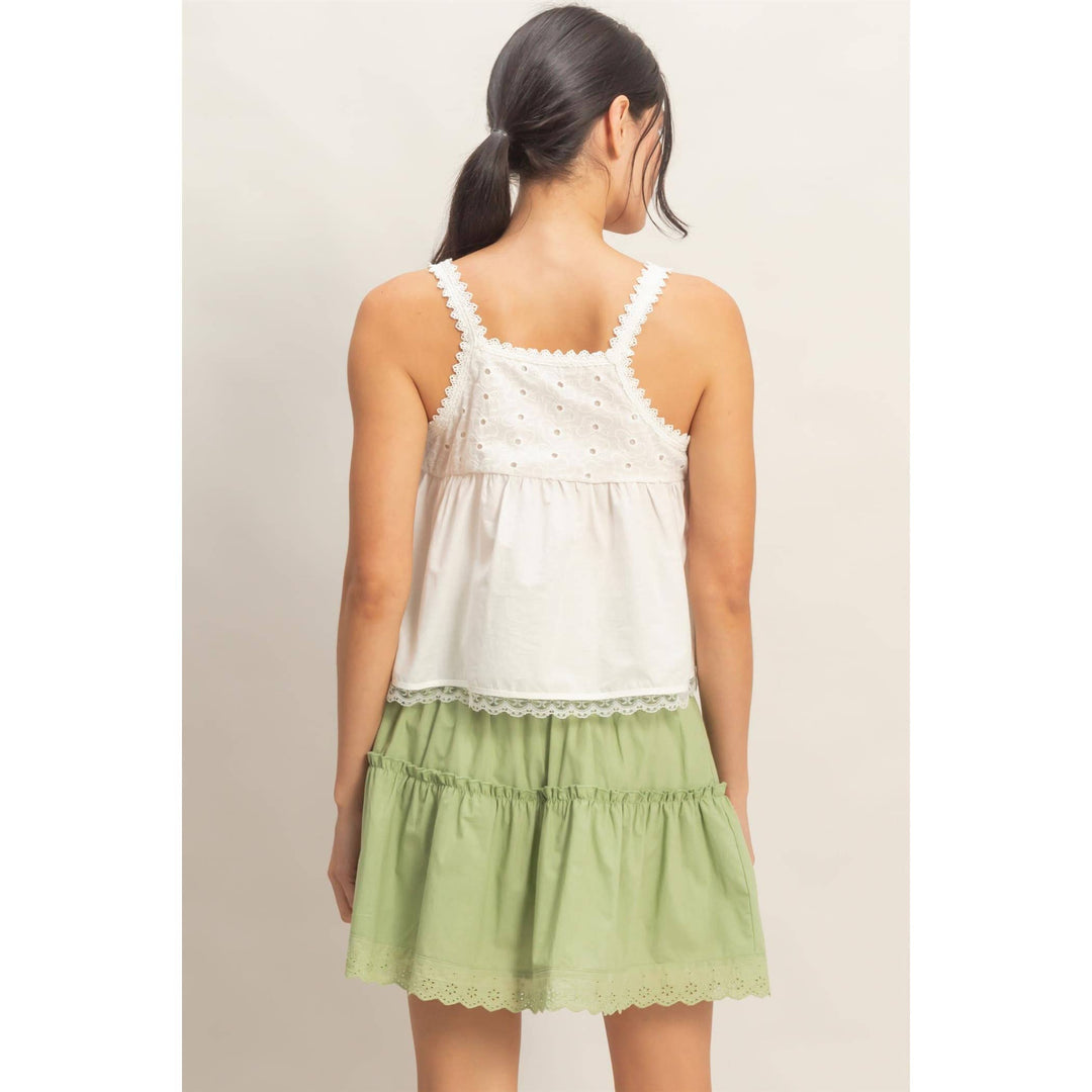 Scalloped Lace Trim Tank Top