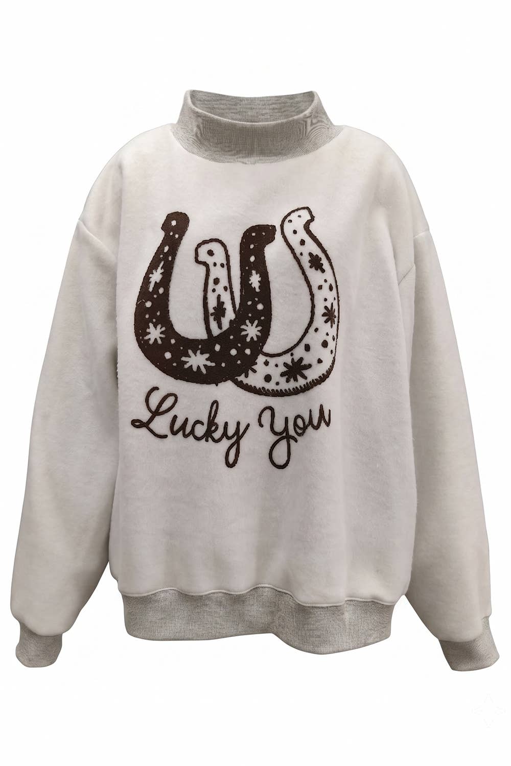 Reversible Horse Graphic Mock-Neck Sweatshirt