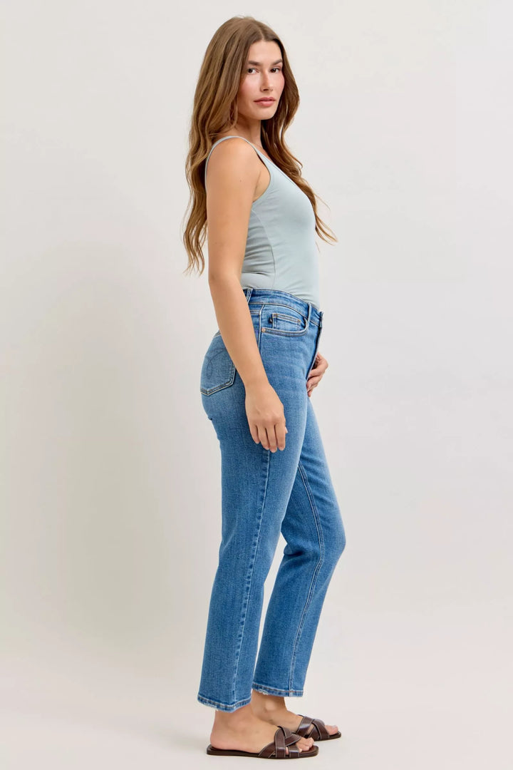 Denim - Judy Blue High-Waisted Straight-Leg Jeans - - Cultured Cloths Apparel