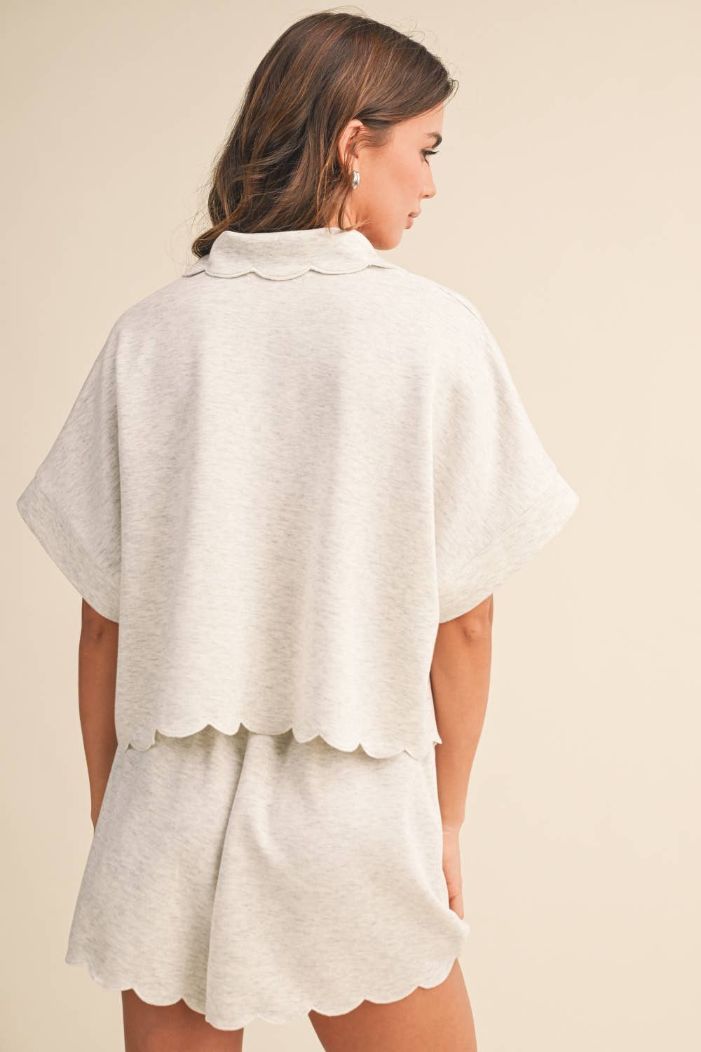 Athleisure - SCALLOPED EDGE COLLAR TUNIC TOP AND SHORTS - S - Cultured Cloths Apparel