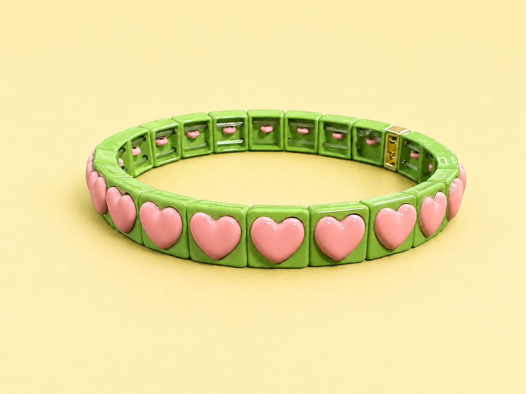 Enamel Stretch Bracelet - Earth Tone Colors