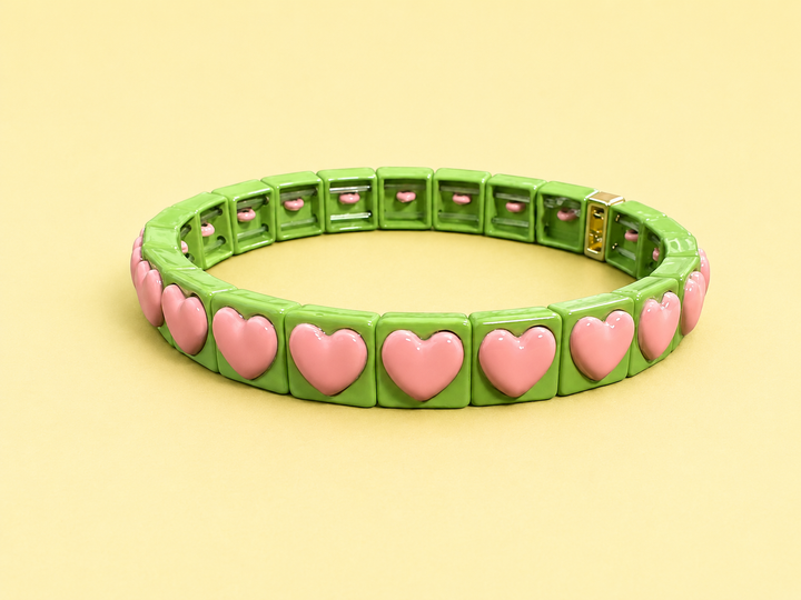 Enamel Stretch Bracelet - Earth Tone Colors