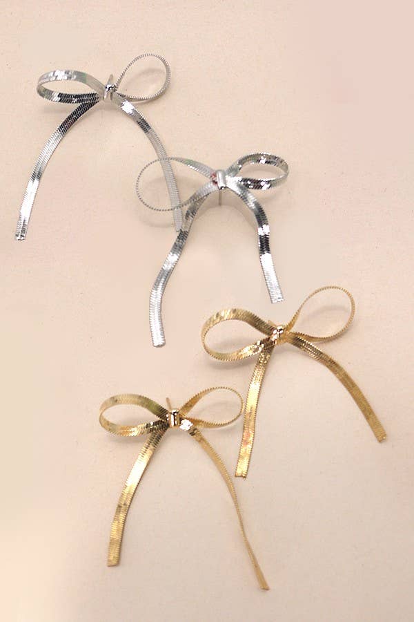 Accessories, Earrings - FESTIVAL BOW SNAKE CHAIN EARRINGS | 40E293 - - Cultured Cloths Apparel