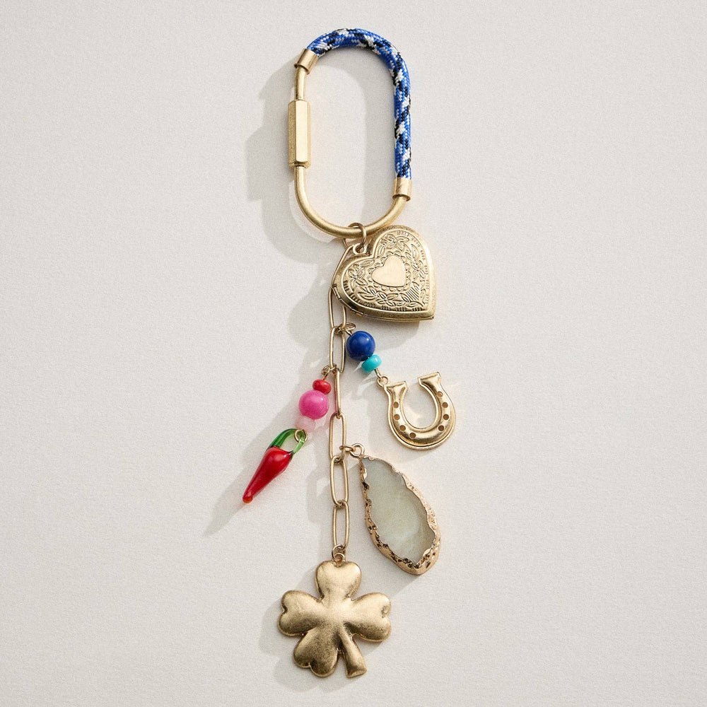 Accessories, Key Chains - Gold Lucky Charm Keychain | Clover & Heart - - Cultured Cloths Apparel