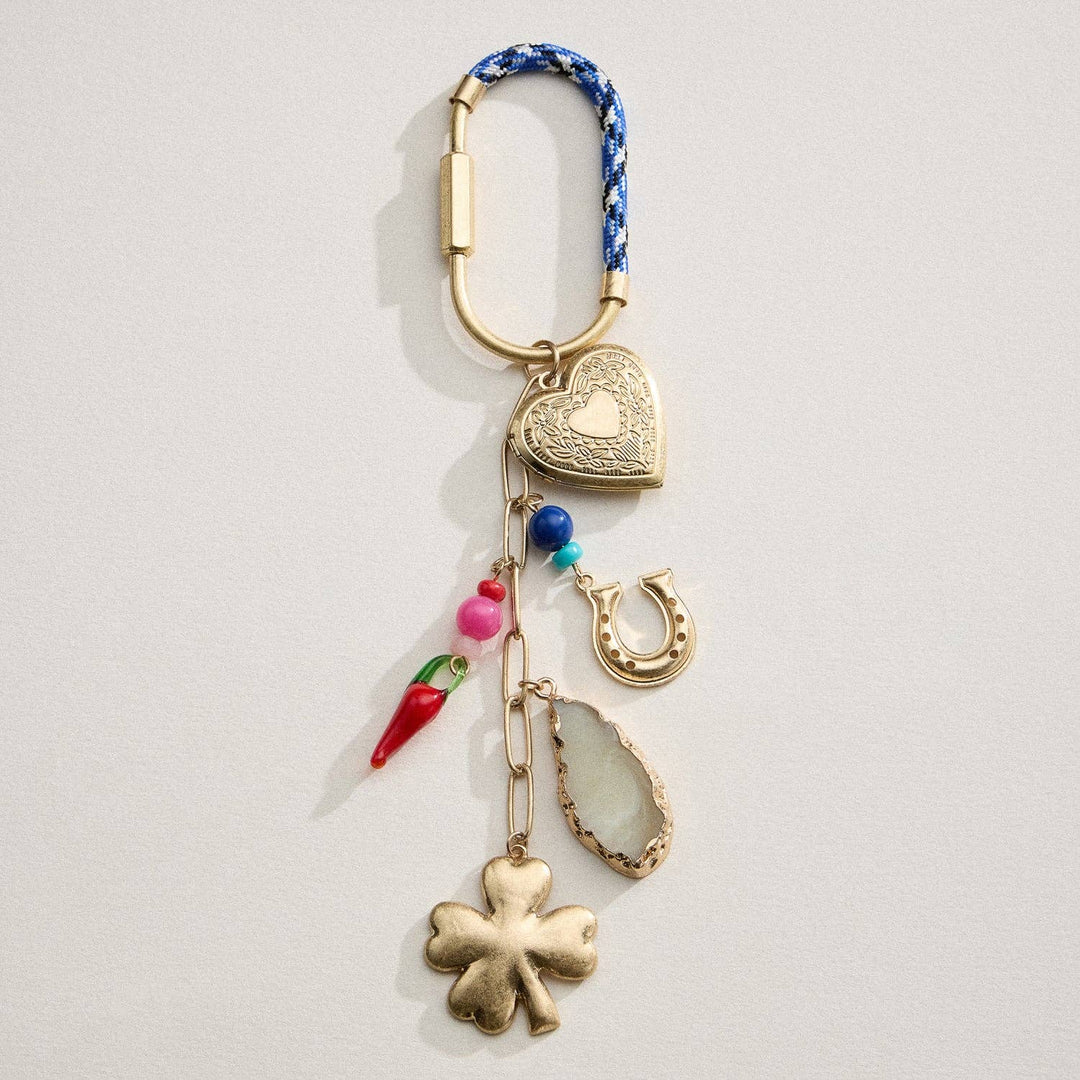 Accessories, Key Chains - Gold Lucky Charm Keychain | Clover & Heart - - Cultured Cloths Apparel