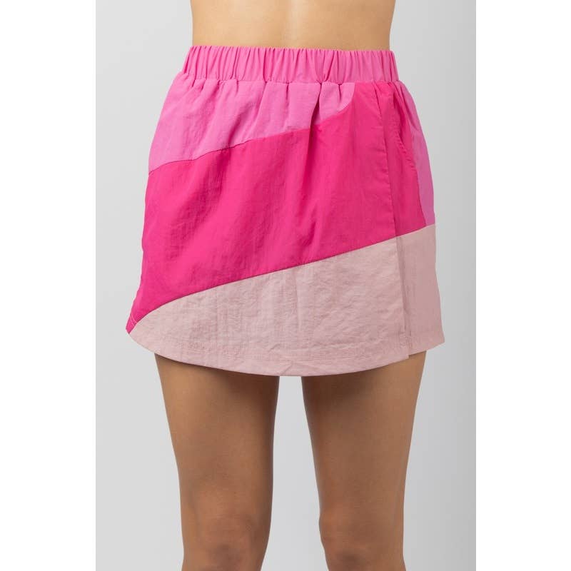 Women's Skirts - Curved Color Block Activewear Skort - - Cultured Cloths Apparel
