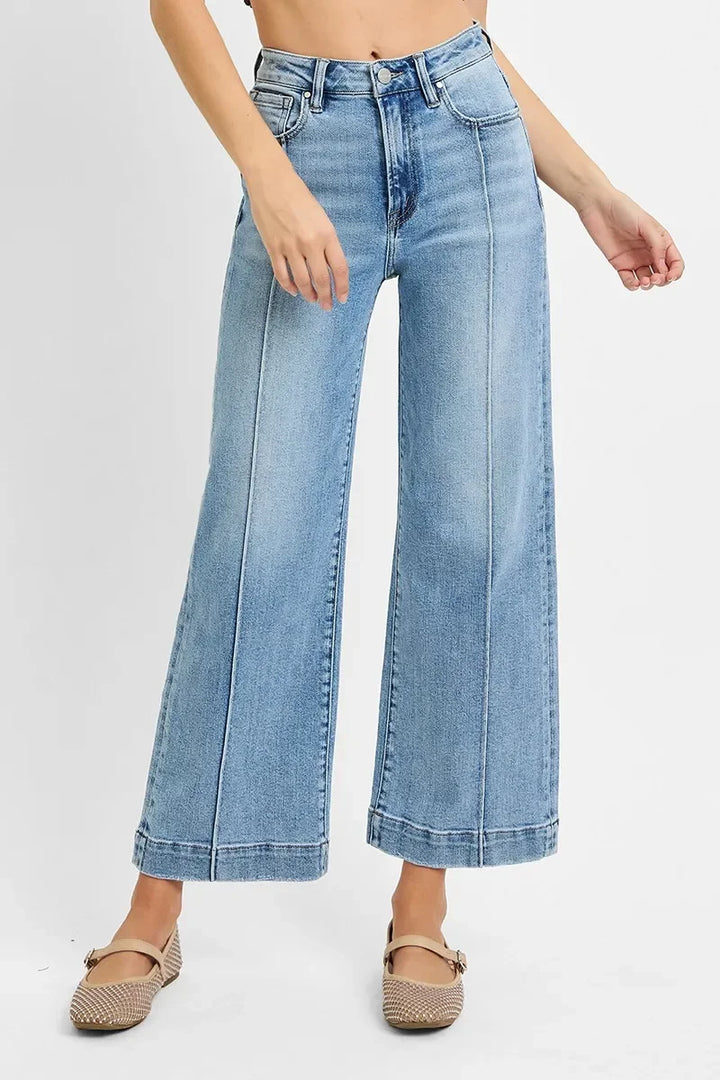 Denim - RISEN Full Size High Rise Crop Wide Leg Jeans - - Cultured Cloths Apparel