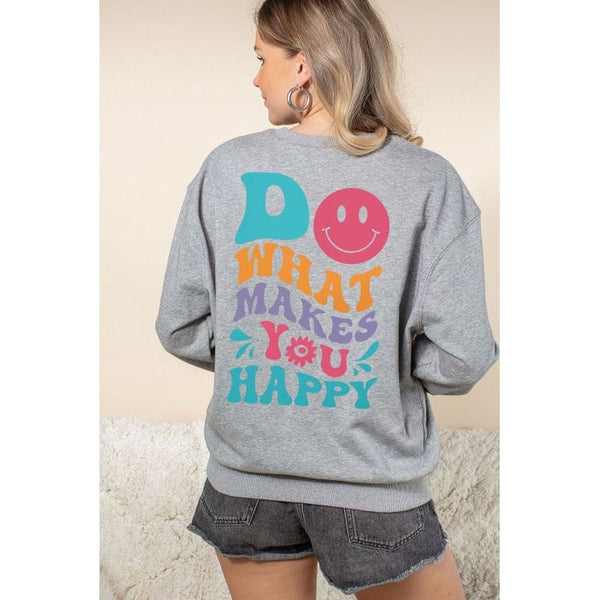 Women's Sweaters - Make You Happy Graphic Sweatshirt -  - Cultured Cloths Apparel