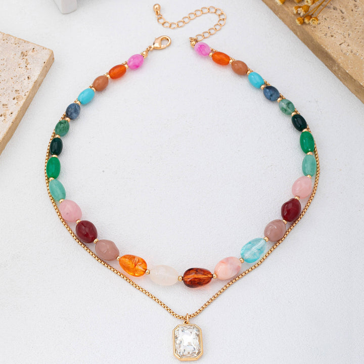 Accessories, Necklaces - Multi-Color Stone & Crystal Pendant Necklace | 80N92955 - - Cultured Cloths Apparel