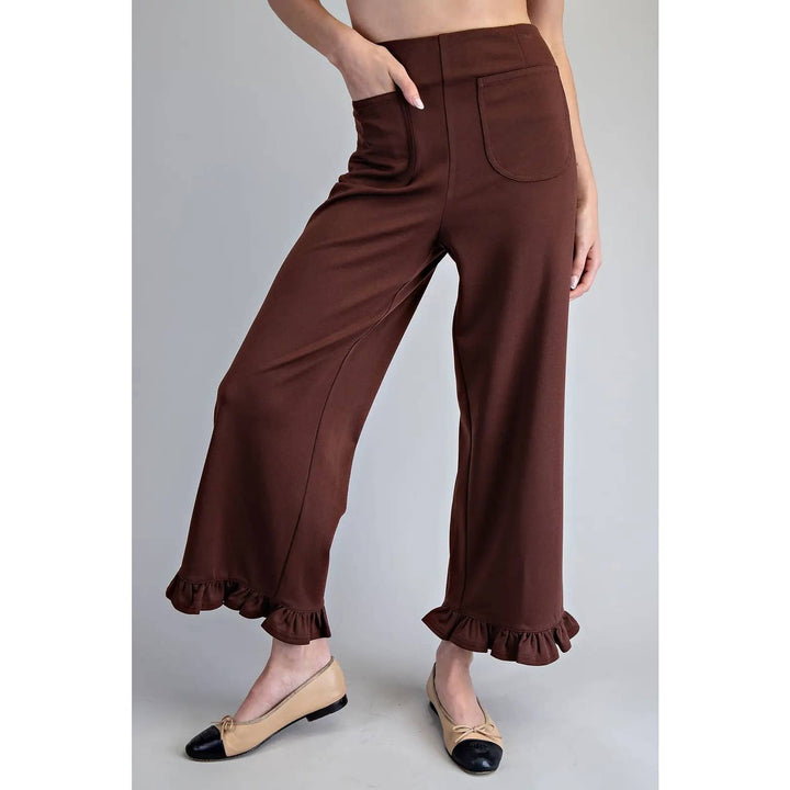 Pants - Straight Leg Ruffled Hem Pants - - Cultured Cloths Apparel