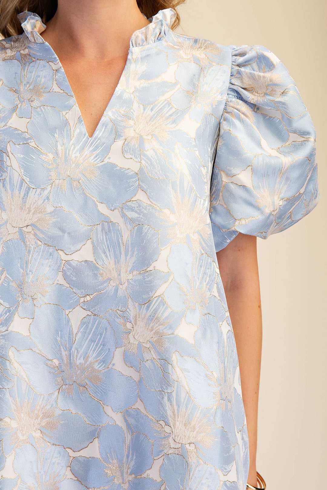 Dresses - Ruffle V-Neck Puff Sleeve Mini Dress - Spring / Summer - - Cultured Cloths Apparel