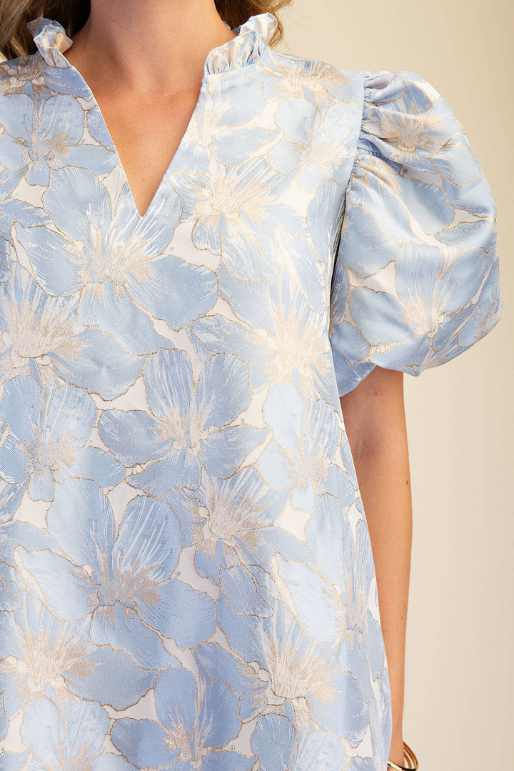 Dresses - Ruffle V-Neck Puff Sleeve Mini Dress - Spring / Summer - - Cultured Cloths Apparel