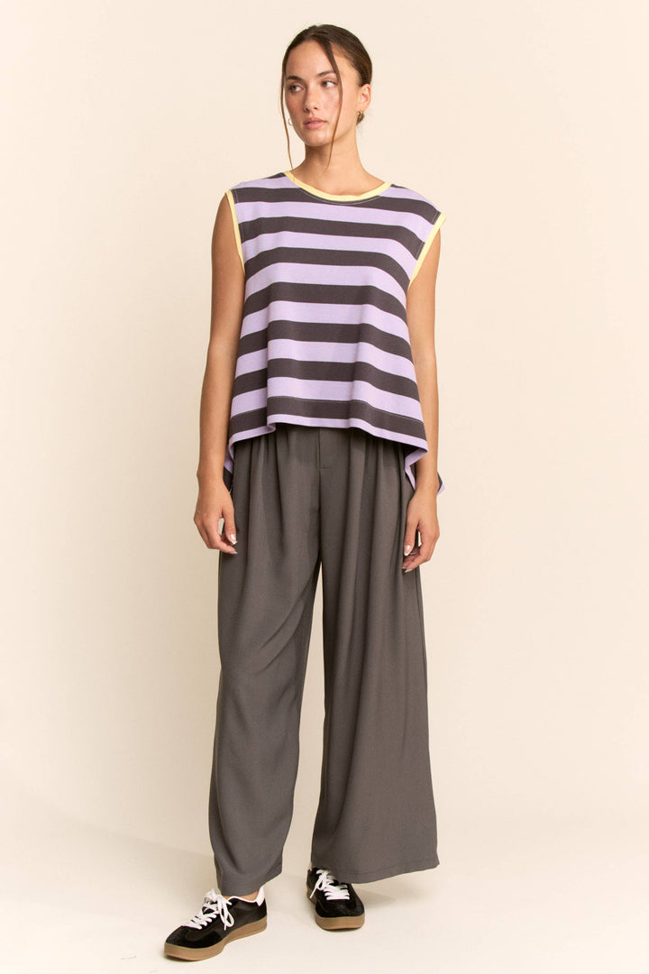 STRIPED SLEEVELESS RELAXED FIT TOP