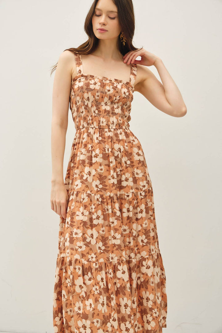 FLORAL PRINTED TIERED TANK MAXI DRESS