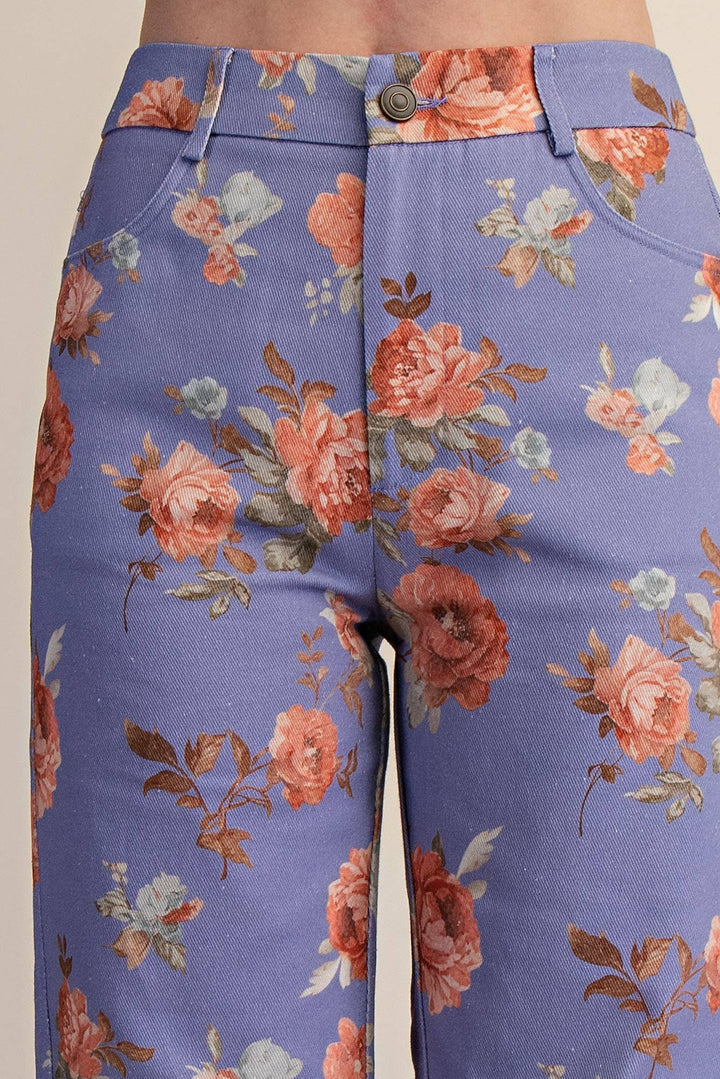 Pants - Straight Leg Floral Pants - - Cultured Cloths Apparel