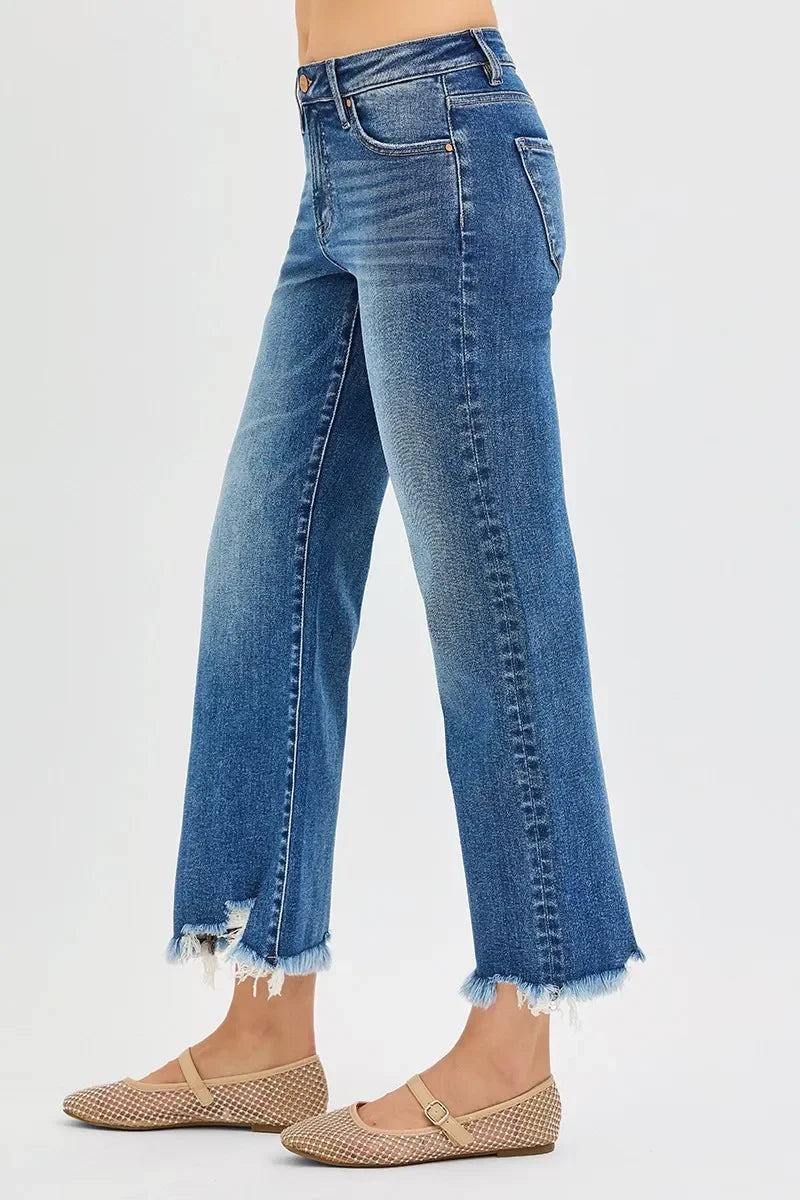 Denim - RISEN Full Size Mid Rise Crop Straight Jeans - - Cultured Cloths Apparel