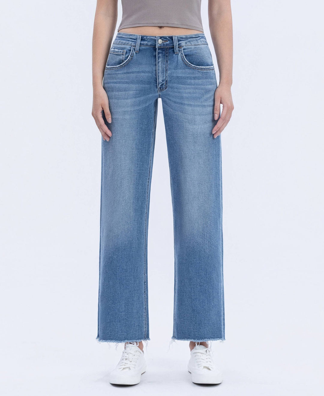 Denim - HIGH RISE MEDIUM WASH ANKLE DAD JEANS - EVENING STAR - Cultured Cloths Apparel