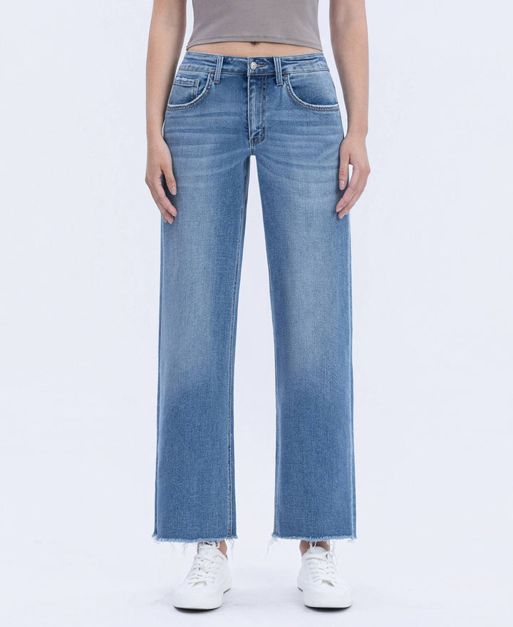 Denim - HIGH RISE MEDIUM WASH ANKLE DAD JEANS - EVENING STAR - Cultured Cloths Apparel