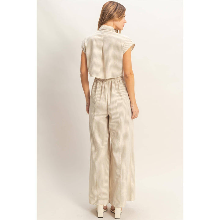 Striped Button Down Jumpsuit