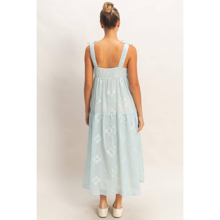 Dresses - Tiered Gingham Dress With Embroidery - - Cultured Cloths Apparel