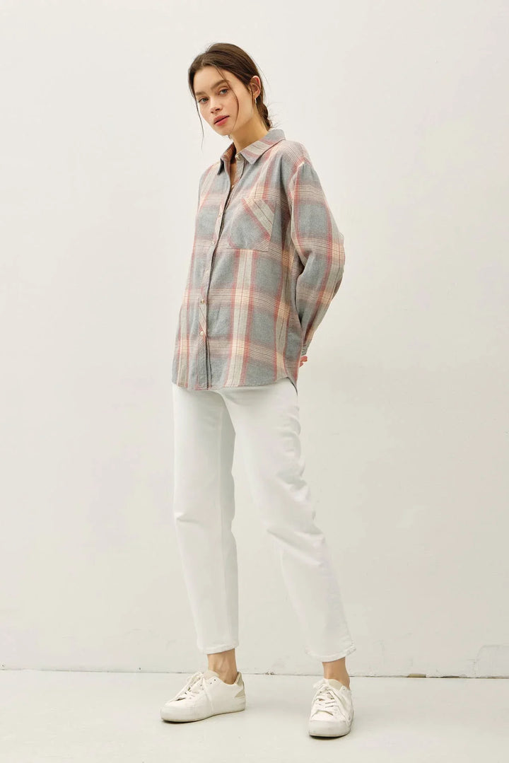 COTTON 100 CLASSIC  FADED PLAID SHIRT