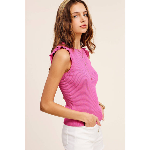 Women's Sleeveless - Ruffle Spring Summer Sleeveless Top - Candy - Cultured Cloths Apparel
