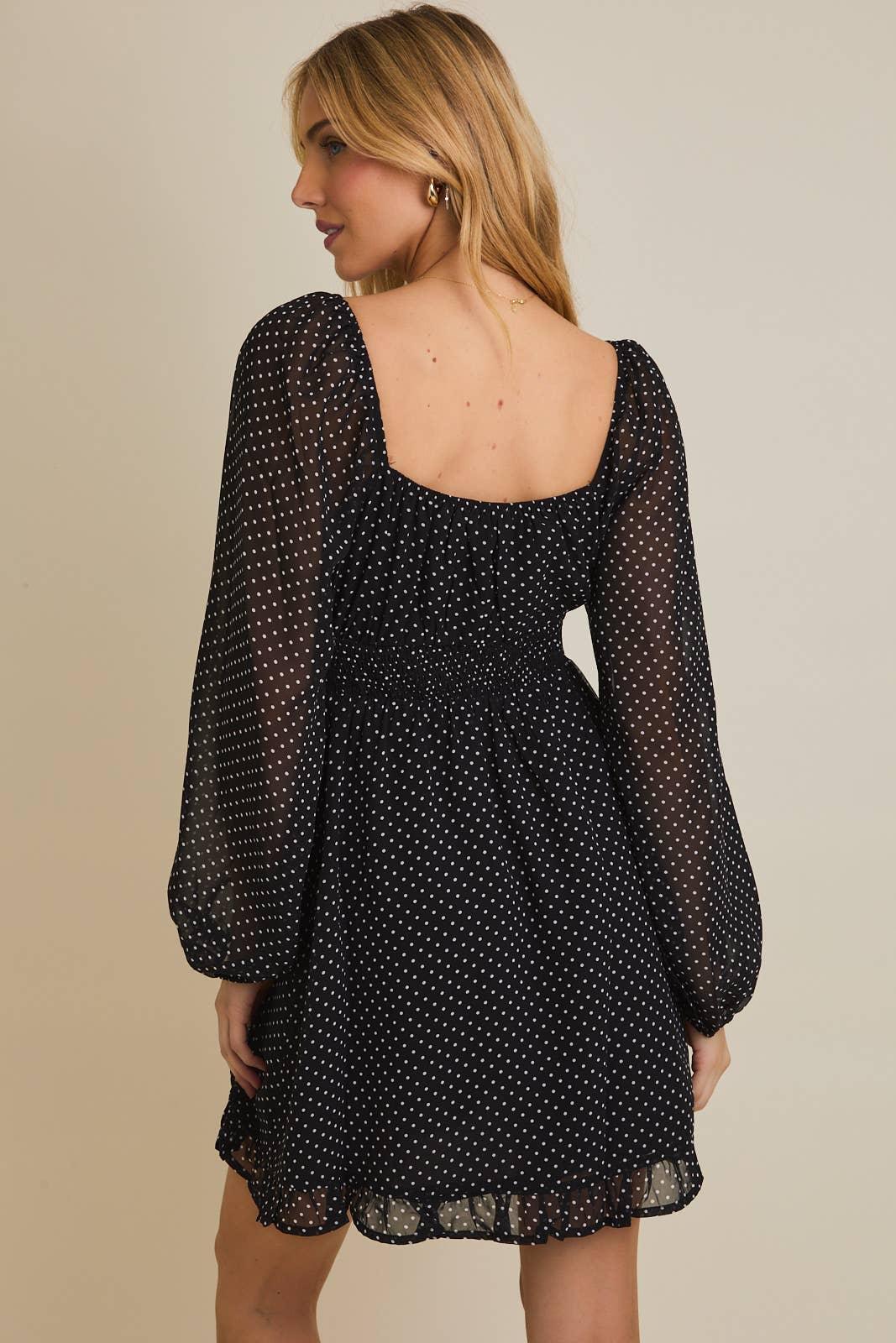 Women's Dresses - PUFF LONG SLEEVE SMOCKED MINI DRESS - - Cultured Cloths Apparel