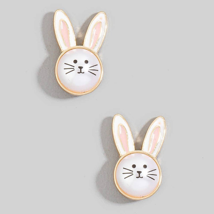 Accessories, Earrings - Pearl And Enamel Bunny Head Stud Earrings - - Cultured Cloths Apparel